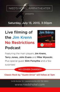 Jim Krenn, Jim Krenn: No Restrictions, Comedy Podcast, talent network, Podcast entertainment, Nied's Hotel