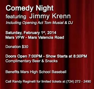 Jim Krenn, Comedy Night, Comedy Fundraiser, Mars High School Baseball, Pittsburgh Comedy